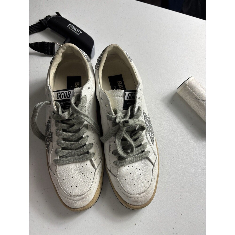 Golden Goose Ball Star Sneaker White Leather/Silver Glitter sz 39 - Picture 8 of 16